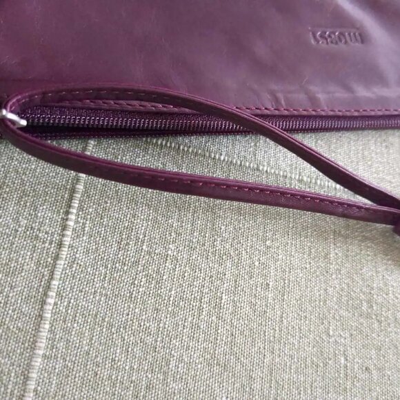 m0851 Soft Leather Bag Pouchette Plate Clutch Wristlet - Picture 3 of 5